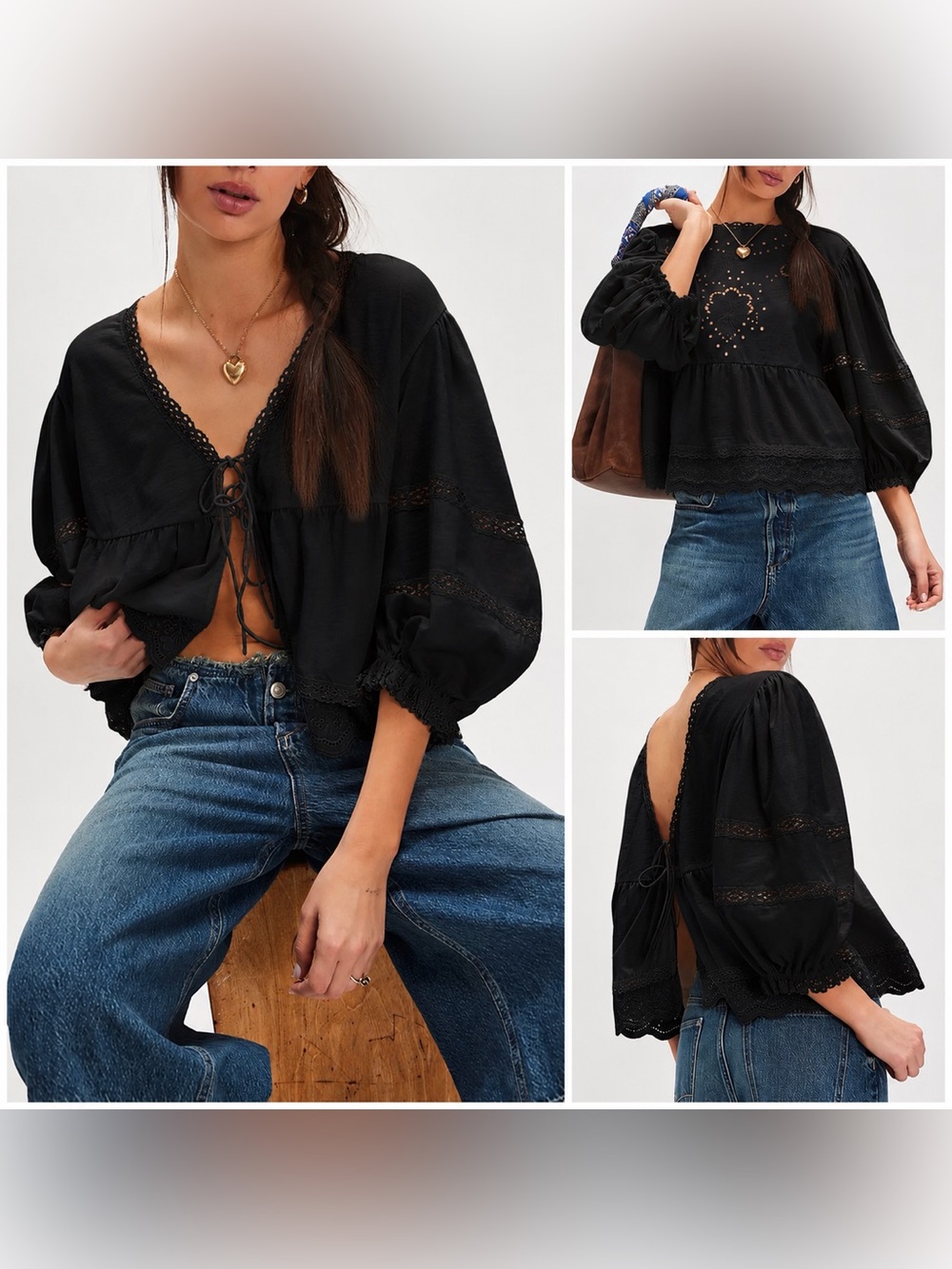 NWT Free People Bowie Reversible Top - Black - Small, Medium